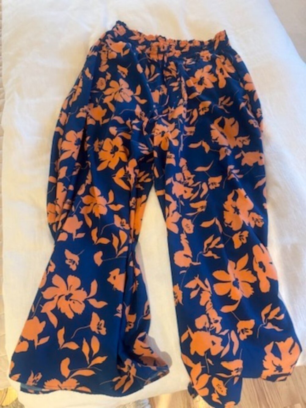 PrettyGarden Wide Leg Pants L Navy Floral